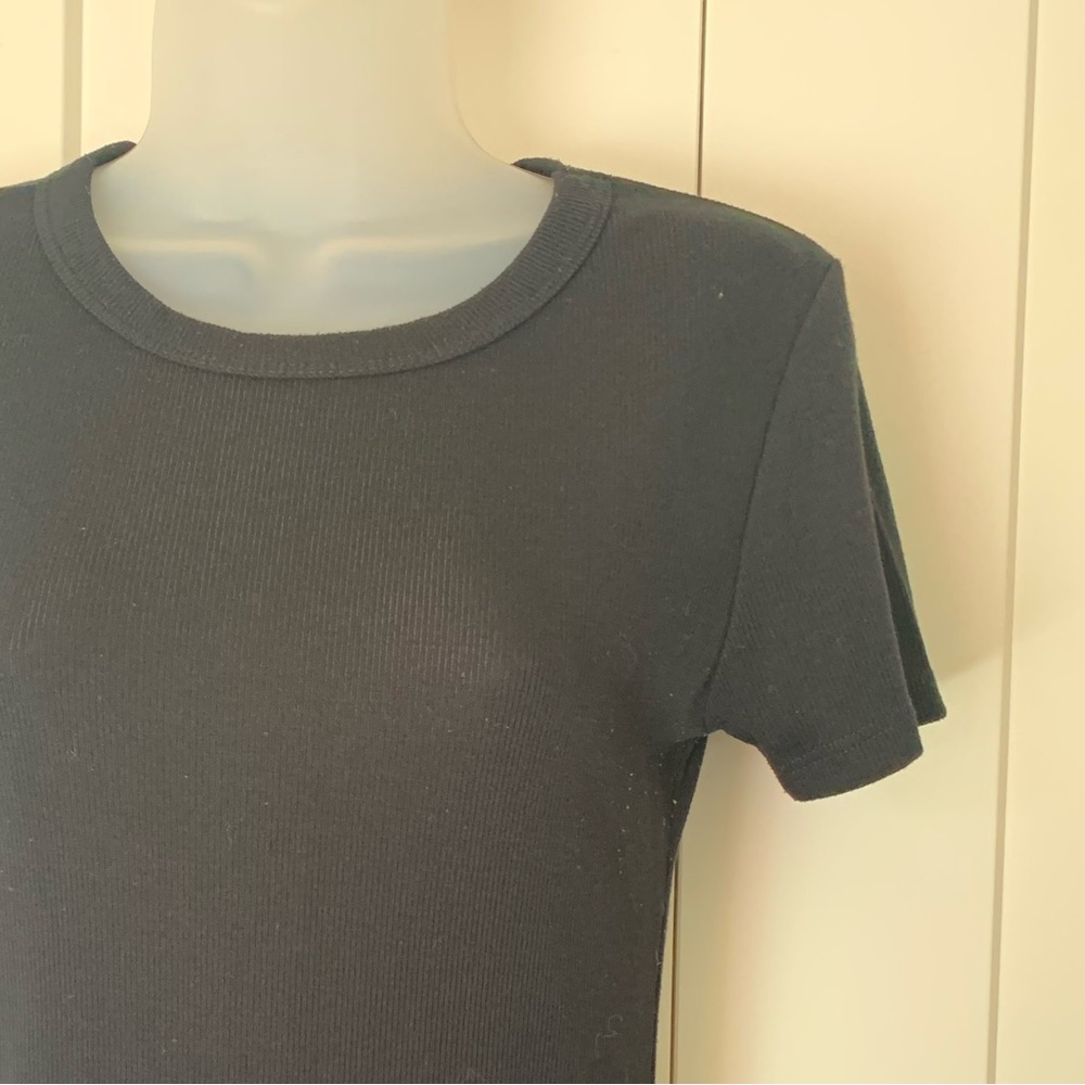 Lulus A stretchy slim rib knit black tee maxi dress S. - Picture 4 of 5